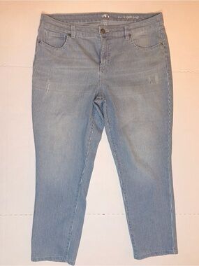 Boyfriend striped Crop Stripe Jeans - Light Blue/White
